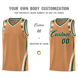 Custom Light Brown Shoulders Star Pattern Side Color Block Sports Uniform Basketball Jersey