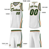 Custom White Shoulders Star Pattern Side Color Block Sports Uniform Basketball Jersey