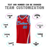 Custom Red Shoulders Star Pattern Side Color Block Sports Uniform Basketball Jersey