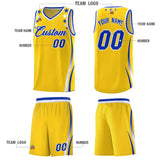 Custom Gold Shoulders Star Pattern Side Color Block Sports Uniform Basketball Jersey
