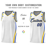 Custom White Shoulders Star Pattern Side Color Block Sports Uniform Basketball Jersey