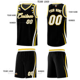 Custom Black Shoulders Star Pattern Side Color Block Sports Uniform Basketball Jersey