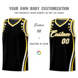 Custom Black Shoulders Star Pattern Side Color Block Sports Uniform Basketball Jersey