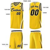 Custom Gold Shoulders Star Pattern Side Color Block Sports Uniform Basketball Jersey