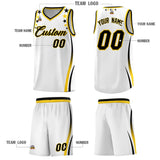 Custom White Shoulders Star Pattern Side Color Block Sports Uniform Basketball Jersey