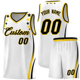 Custom White Shoulders Star Pattern Side Color Block Sports Uniform Basketball Jersey