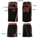 Custom Black Shoulders Star Pattern Side Color Block Sports Uniform Basketball Jersey