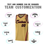 Custom Old Gold Shoulders Star Pattern Side Color Block Sports Uniform Basketball Jersey