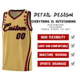 Custom Old Gold Shoulders Star Pattern Side Color Block Sports Uniform Basketball Jersey