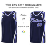 Custom Navy Shoulders Star Pattern Side Color Block Sports Uniform Basketball Jersey