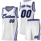 Custom White Shoulders Star Pattern Side Color Block Sports Uniform Basketball Jersey