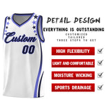 Custom White Shoulders Star Pattern Side Color Block Sports Uniform Basketball Jersey