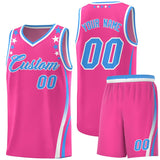 Custom Pink Shoulders Star Pattern Side Color Block Sports Uniform Basketball Jersey