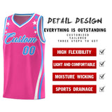 Custom Pink Shoulders Star Pattern Side Color Block Sports Uniform Basketball Jersey