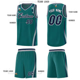 Custom Aqua Shoulders Star Pattern Side Color Block Sports Uniform Basketball Jersey
