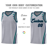 Custom Gray Shoulders Star Pattern Side Color Block Sports Uniform Basketball Jersey