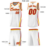 Custom White Shoulders Star Pattern Side Color Block Sports Uniform Basketball Jersey