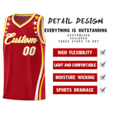 Custom Red Shoulders Star Pattern Side Color Block Sports Uniform Basketball Jersey