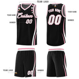 Custom Black Shoulders Star Pattern Side Color Block Sports Uniform Basketball Jersey
