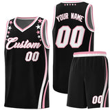 Custom Black Shoulders Star Pattern Side Color Block Sports Uniform Basketball Jersey