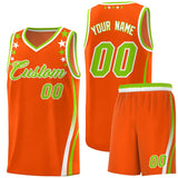 Custom Orange Shoulders Star Pattern Side Color Block Sports Uniform Basketball Jersey