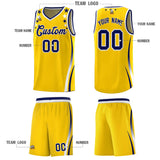 Custom Gold Shoulders Star Pattern Side Color Block Sports Uniform Basketball Jersey