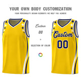 Custom Gold Shoulders Star Pattern Side Color Block Sports Uniform Basketball Jersey