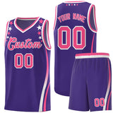 Custom Purple Shoulders Star Pattern Side Color Block Sports Uniform Basketball Jersey