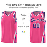 Custom Pink Shoulders Star Pattern Side Color Block Sports Uniform Basketball Jersey