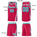 Custom Red Shoulders Star Pattern Side Color Block Sports Uniform Basketball Jersey