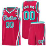 Custom Red Shoulders Star Pattern Side Color Block Sports Uniform Basketball Jersey