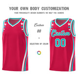 Custom Red Shoulders Star Pattern Side Color Block Sports Uniform Basketball Jersey