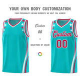 Custom Sky Blue Shoulders Star Pattern Side Color Block Sports Uniform Basketball Jersey