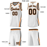Custom White Shoulders Star Pattern Side Color Block Sports Uniform Basketball Jersey