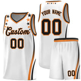 Custom White Shoulders Star Pattern Side Color Block Sports Uniform Basketball Jersey