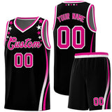 Custom Black Shoulders Star Pattern Side Color Block Sports Uniform Basketball Jersey