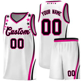 Custom White Shoulders Star Pattern Side Color Block Sports Uniform Basketball Jersey