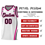Custom White Shoulders Star Pattern Side Color Block Sports Uniform Basketball Jersey