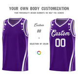 Custom Purple Shoulders Star Pattern Side Color Block Sports Uniform Basketball Jersey