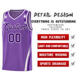 Custom Light Purple Shoulders Star Pattern Side Color Block Sports Uniform Basketball Jersey