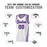 Custom White Shoulders Star Pattern Side Color Block Sports Uniform Basketball Jersey