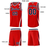 Custom Red Shoulders Star Pattern Side Color Block Sports Uniform Basketball Jersey