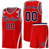 Custom Red Shoulders Star Pattern Side Color Block Sports Uniform Basketball Jersey