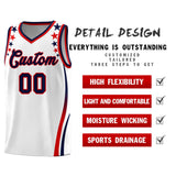Custom White Shoulders Star Pattern Side Color Block Sports Uniform Basketball Jersey