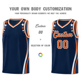 Custom Navy Shoulders Star Pattern Side Color Block Sports Uniform Basketball Jersey