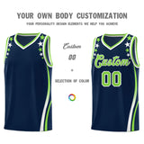Custom Navy Shoulders Star Pattern Side Color Block Sports Uniform Basketball Jersey