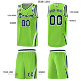 Custom Neon Green Shoulders Star Pattern Side Color Block Sports Uniform Basketball Jersey