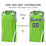 Custom Neon Green Shoulders Star Pattern Side Color Block Sports Uniform Basketball Jersey