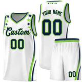 Custom White Shoulders Star Pattern Side Color Block Sports Uniform Basketball Jersey