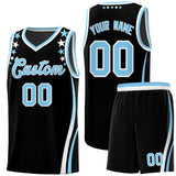 Custom Black Shoulders Star Pattern Side Color Block Sports Uniform Basketball Jersey